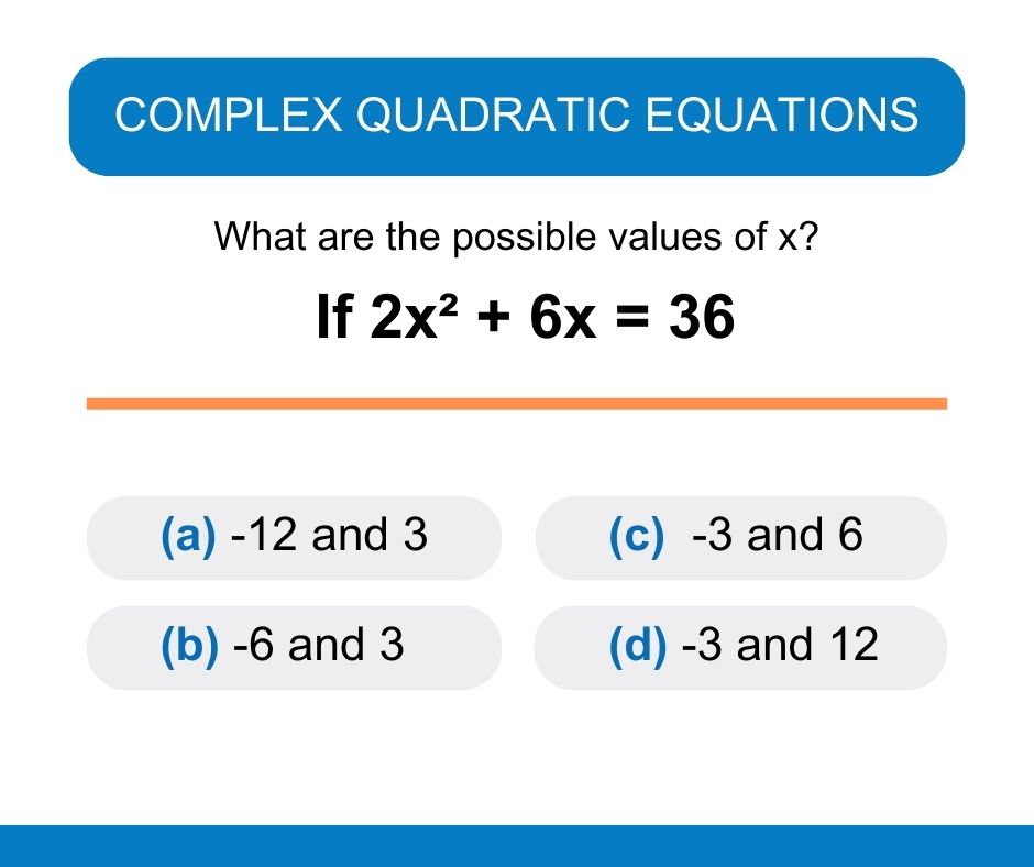 IBEW aptitude test example problem - quadratic equations